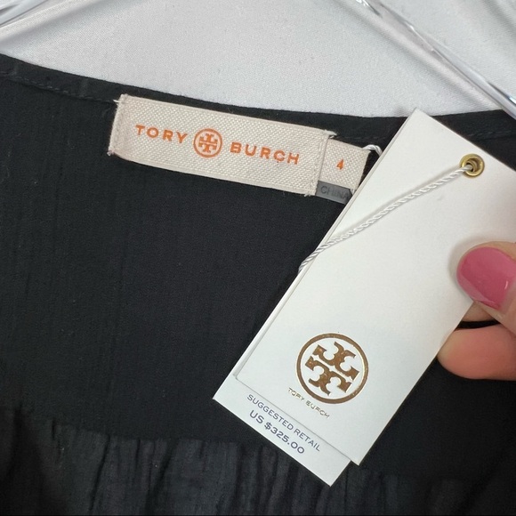 Tory Burch NWT linen black floral embroidered tunic top 4 - Picture 5 of 7